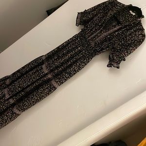 Floral maxi dress with ruched neckline